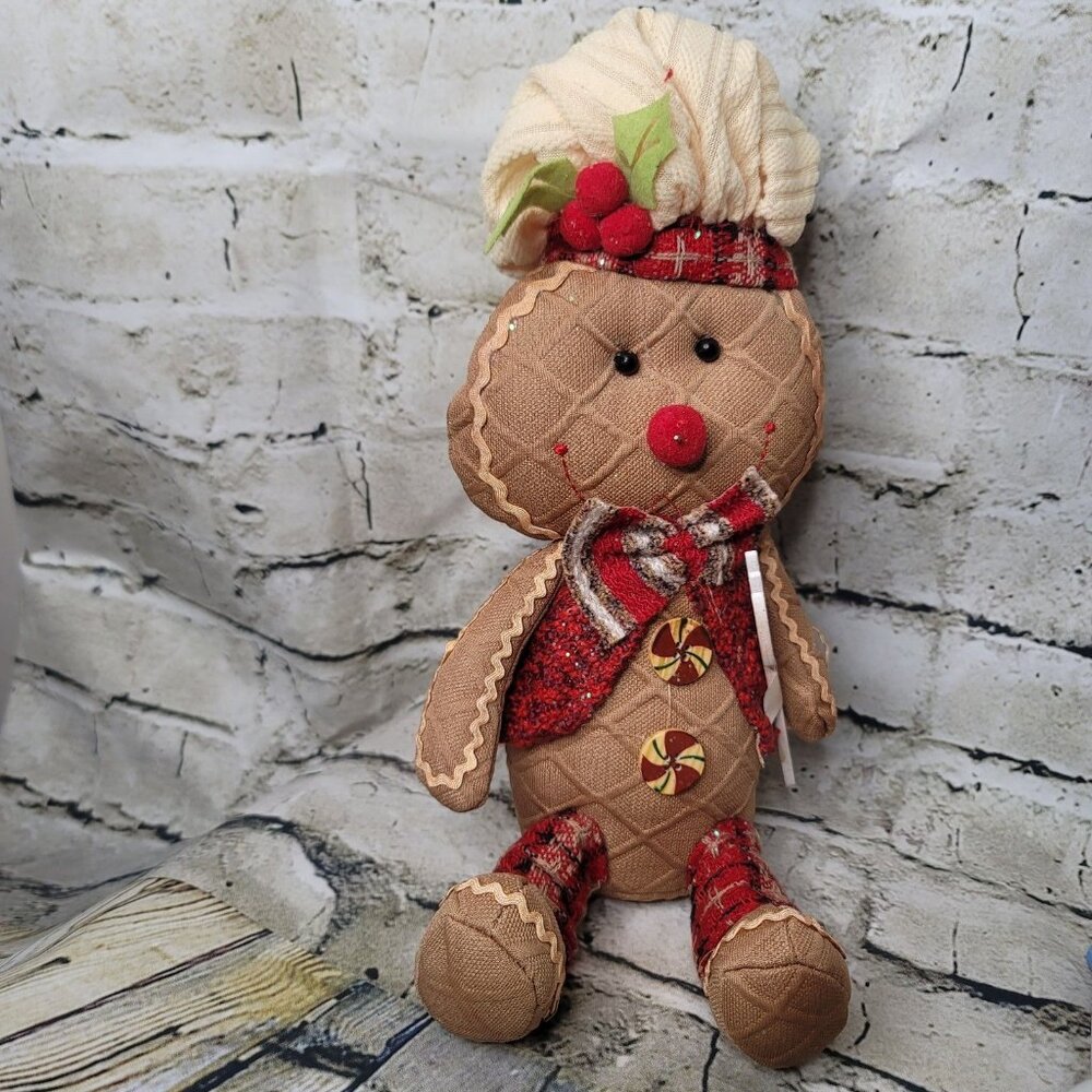 Transpac Gingerbread Man Plush 13"  Seated Baking Cooking Kitchen